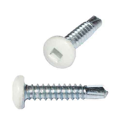 PSQTEK1012PW #10 X 1/2" Pan Head, Square Drive, Self-Drilling Screw, Polar White